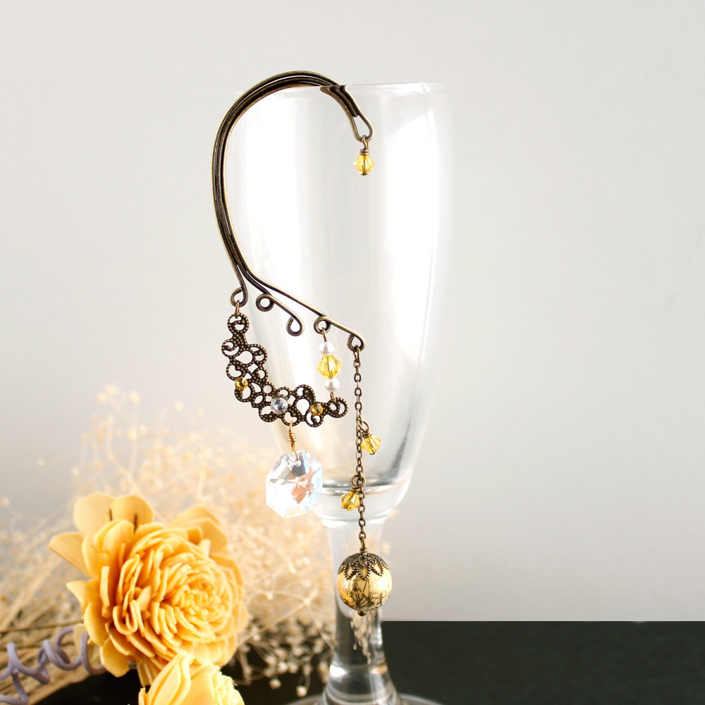 明鏡のイヤーフック (Swarovski crystal使用)