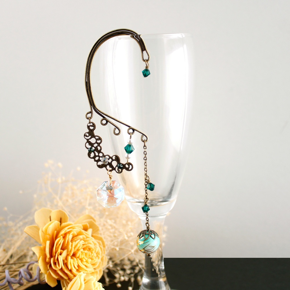 明鏡のイヤーフック (Swarovski crystal使用)