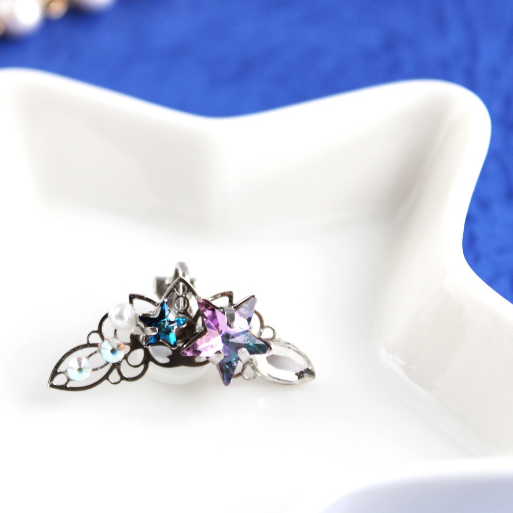 【2点セット】流星イヤーフック&星空イヤーカフ 2点セット(金 or 銀)