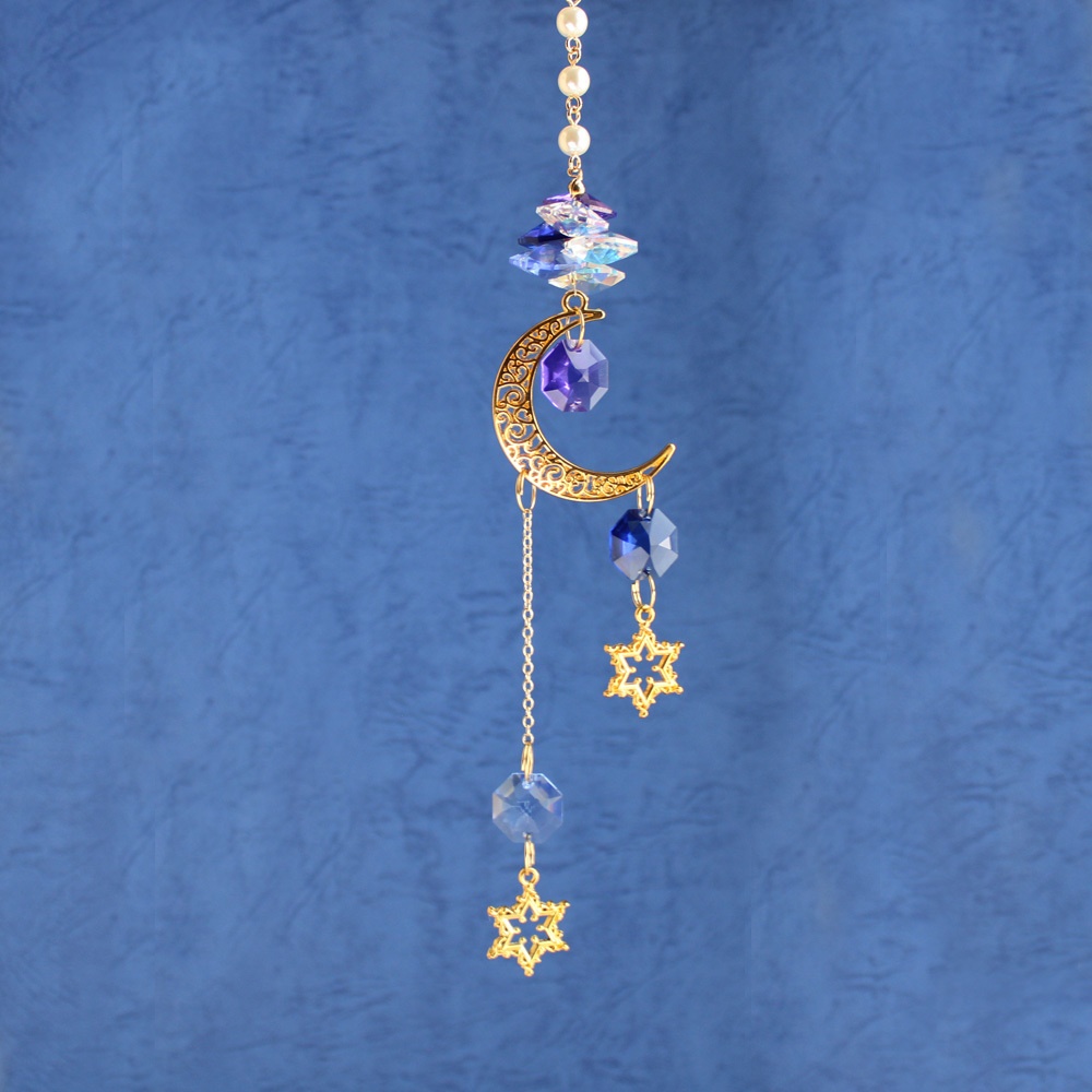 三日月と星のサンキャッチャー(全3色)Swarovski crystal使用