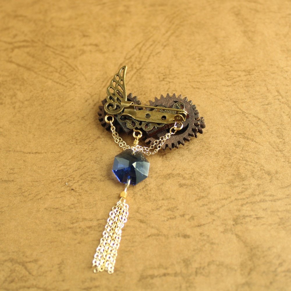 廻る歯車★星屑の歯車ブローチ(全5色)Swarovski crystal使用 ★ Radiantスチームパンク