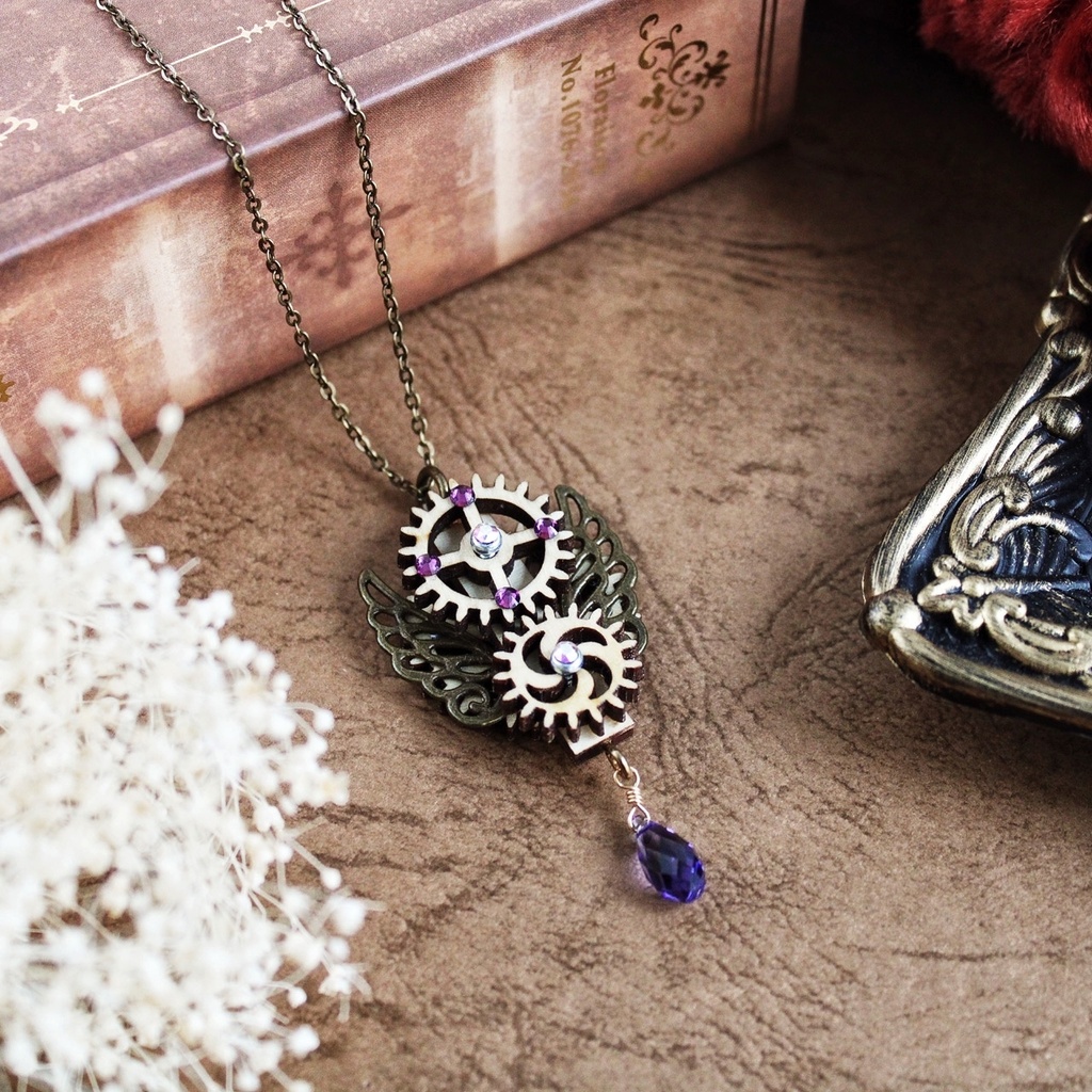 廻る歯車★眩耀の紋章ネックレス(全4色)スワロフスキー・クリスタル使用