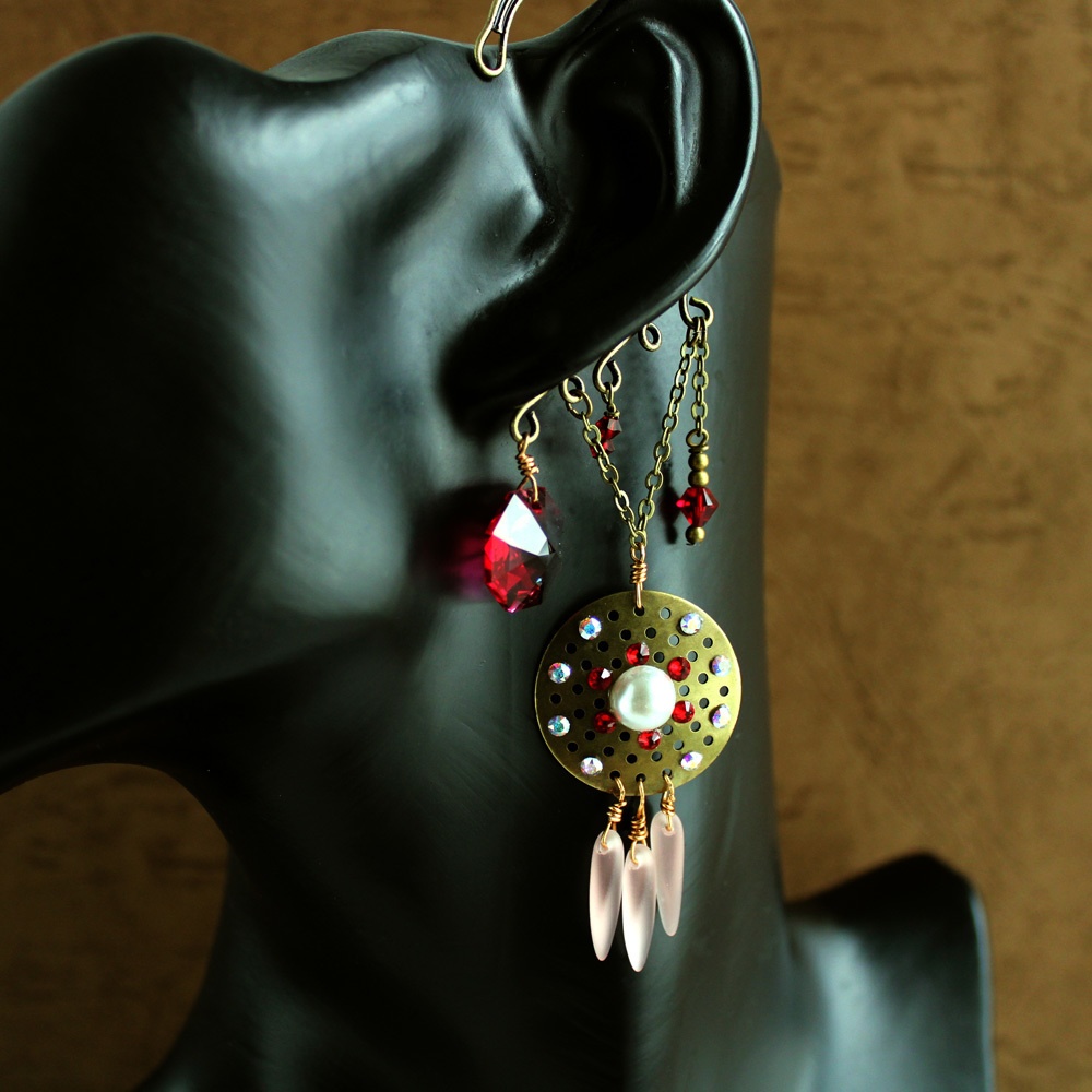 チェコダガービーズのオリエンタルイヤーフック ~全5色~ Swarovski Crystal使用