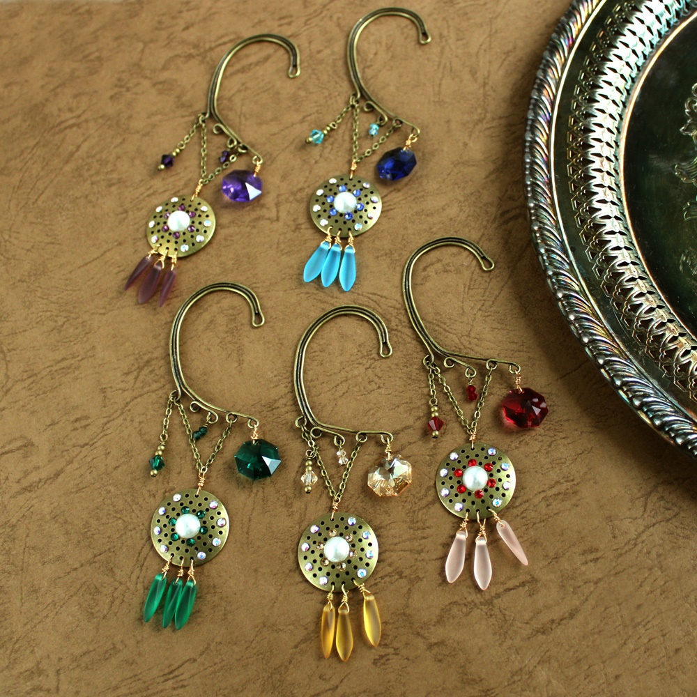 チェコダガービーズのオリエンタルイヤーフック ~全5色~ Swarovski Crystal使用