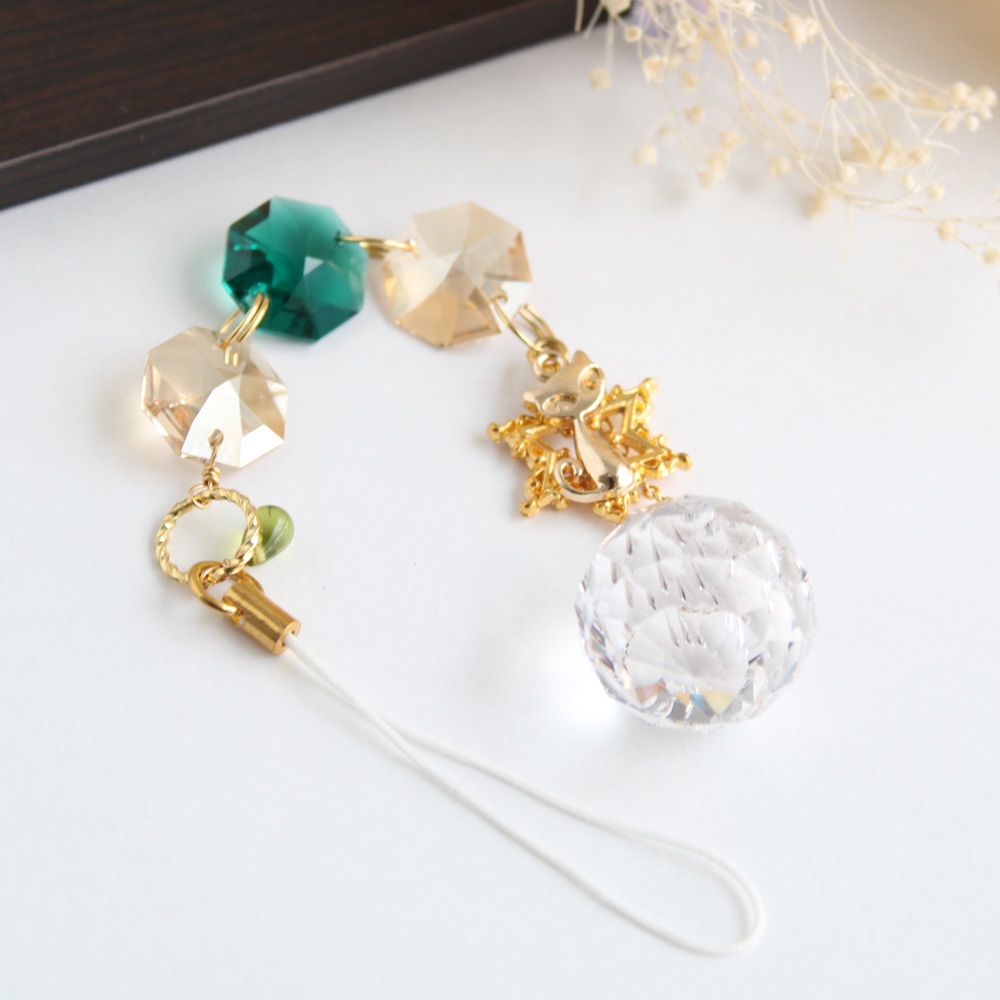猫と星のミニサンキャッチャー(全3色)Swarovski Crystal使用