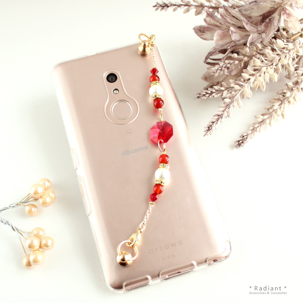 クリスタルと天然石のキーリングハンガー(全6色)☆受注制作☆ Swarovski Crystal使用