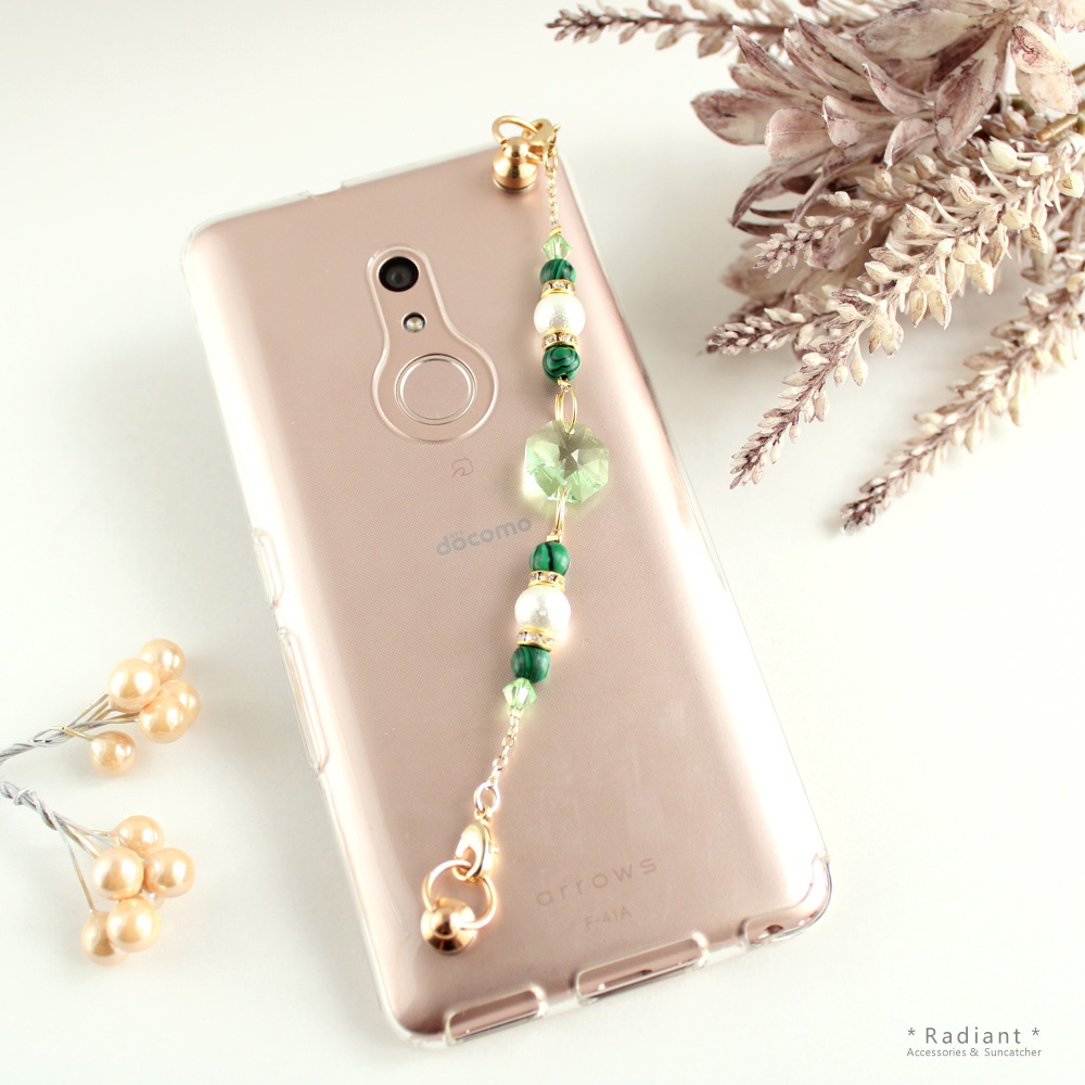 クリスタルと天然石のキーリングハンガー(全6色)☆受注制作☆ Swarovski Crystal使用