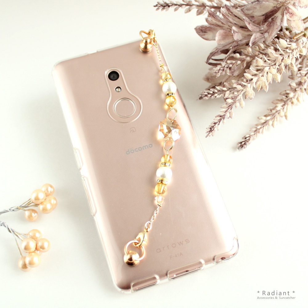 クリスタルと天然石のキーリングハンガー(全6色)☆受注制作☆ Swarovski Crystal使用