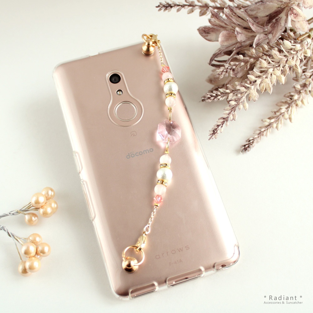 クリスタルと天然石のキーリングハンガー(全6色)☆受注制作☆ Swarovski Crystal使用