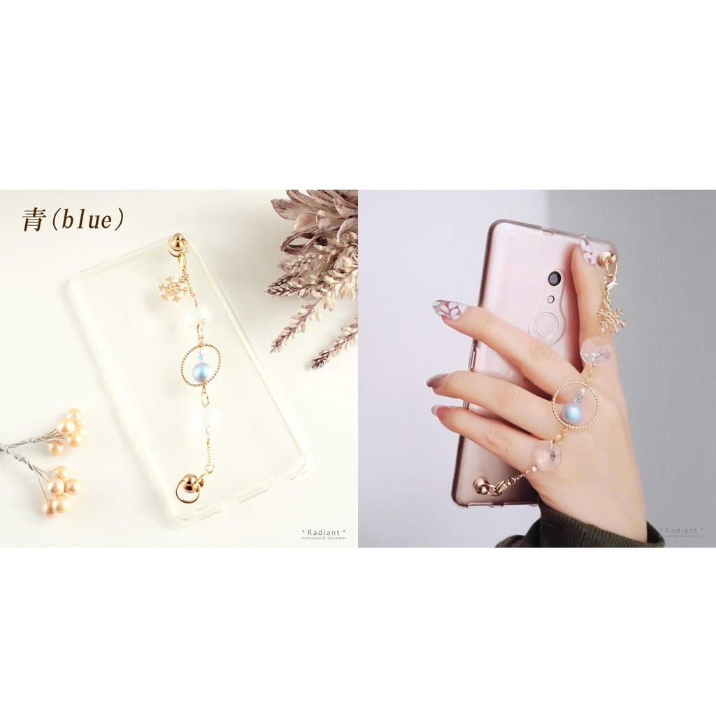 雪の結晶とクリスタルのキーリングハンガー(全5色)☆受注制作☆ Swarovski Crystal使用