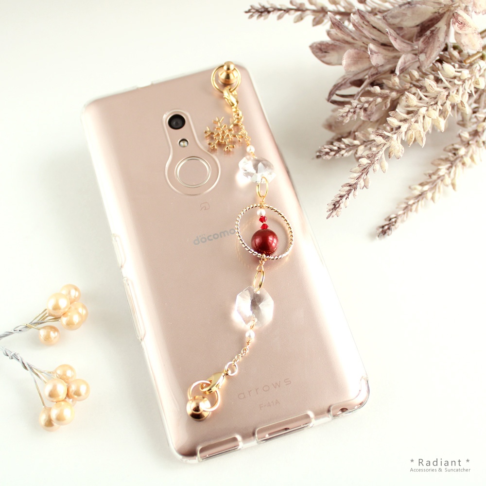 雪の結晶とクリスタルのキーリングハンガー(全5色)☆受注制作☆ Swarovski Crystal使用