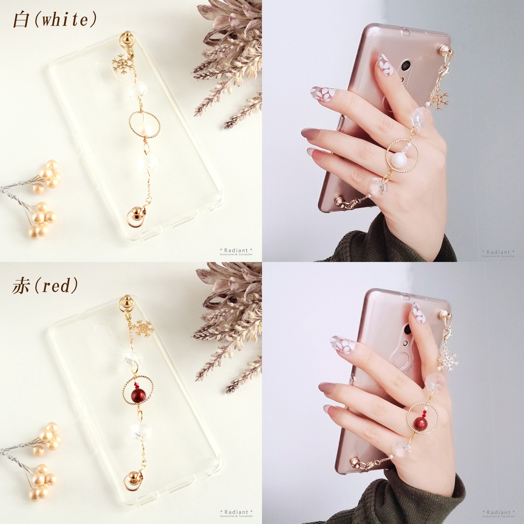 雪の結晶とクリスタルのキーリングハンガー(全5色)☆受注制作☆ Swarovski Crystal使用