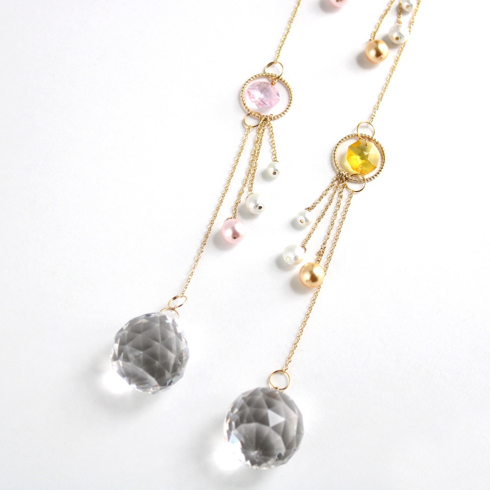 春色パールのサンキャッチャー ~蒲公英&桜~【高級クリスタル使用】