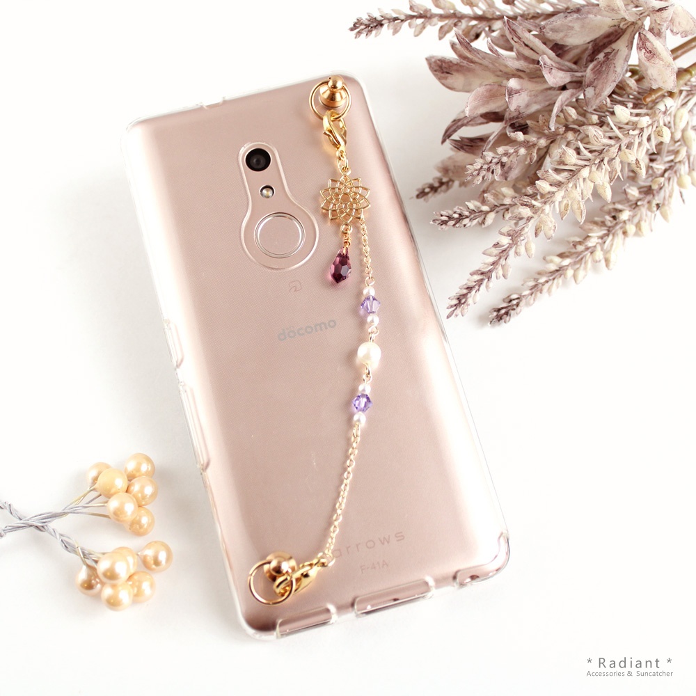 高級クリスタルのミニサンキャッチャー付きキーリングハンガー(全5色)☆数量限定