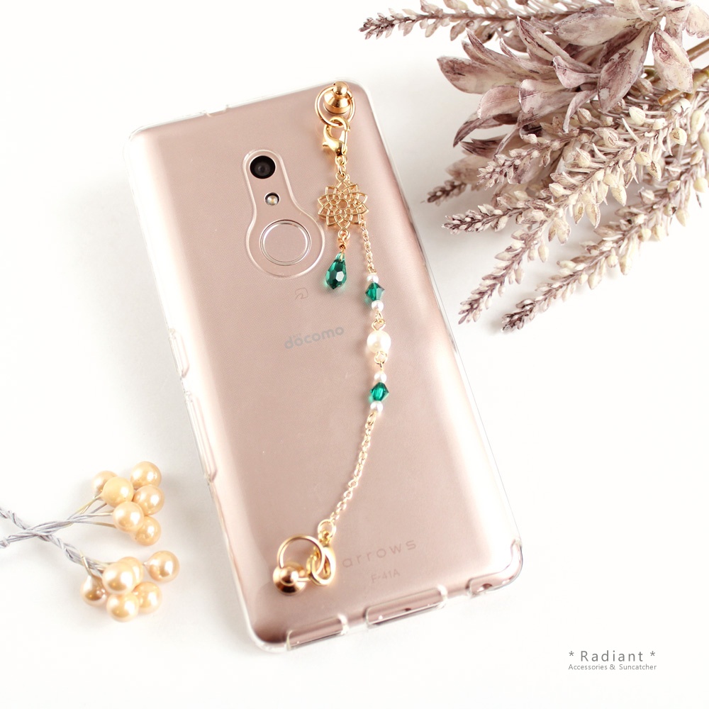 高級クリスタルのミニサンキャッチャー付きキーリングハンガー(全5色)☆数量限定