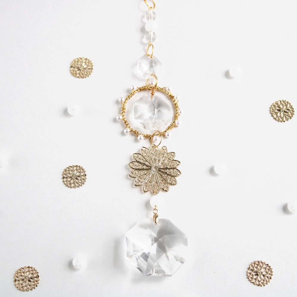 ~ クォーツ ~ 水晶とオクタゴンのサンキャッチャー【数量限定】 ☆ Swarovski Crystal使用