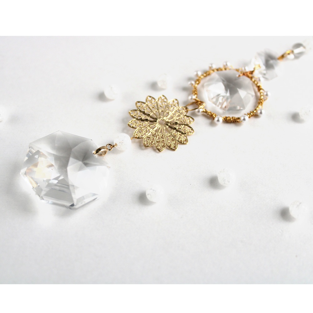 ~ クォーツ ~ 水晶とオクタゴンのサンキャッチャー【数量限定】 ☆ Swarovski Crystal使用