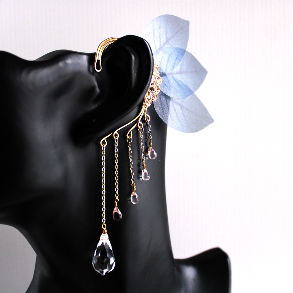 【数量限定】森の妖精イヤーフック(受注制作)スワロフスキー・クリスタル使用