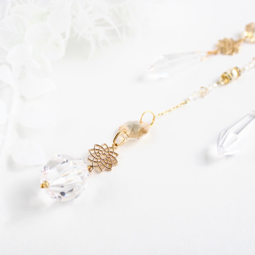 残り1点★ Lotus ~ 祈りのサンキャッチャー ☆ 受注制作 Swarovski Crystal使用