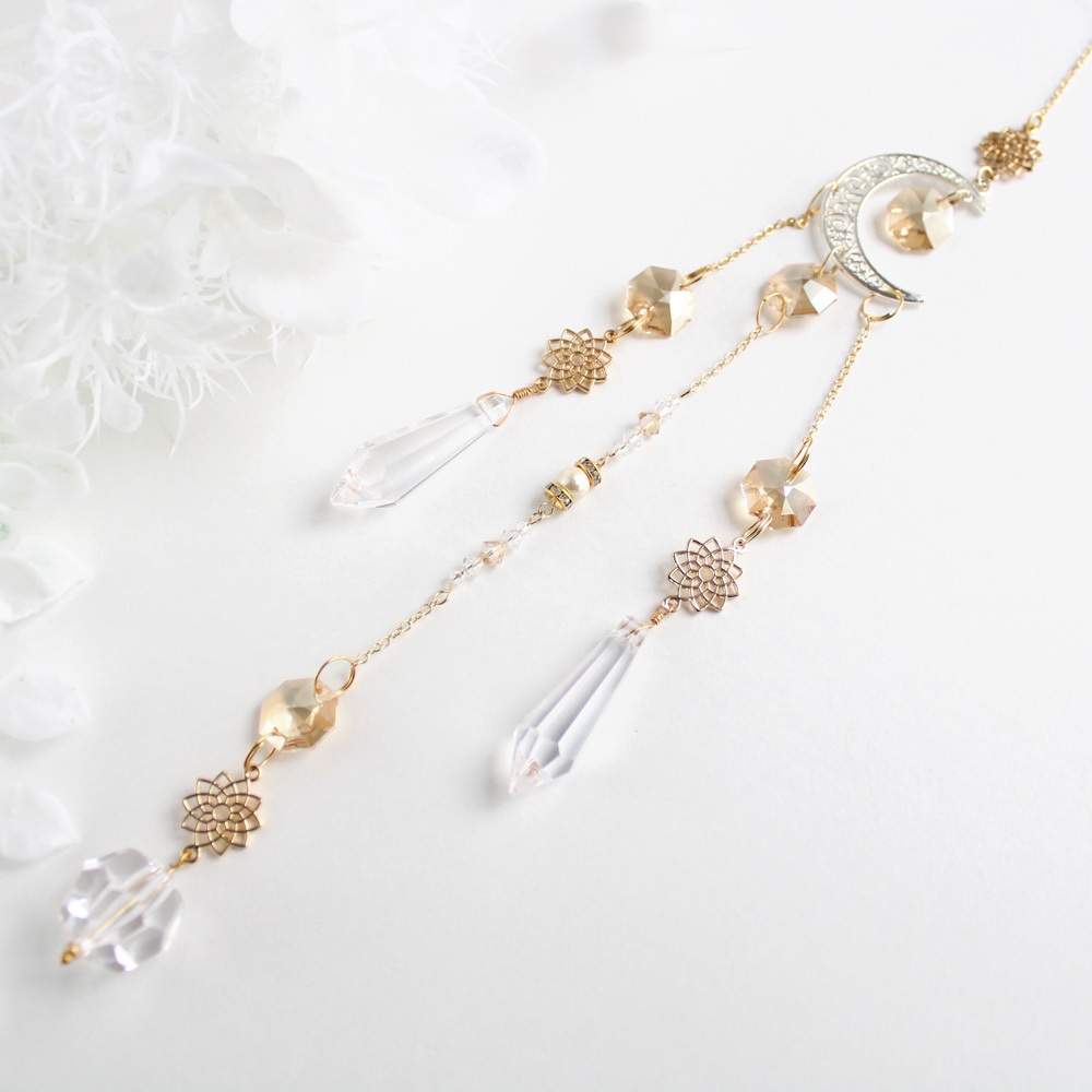 残り1点★ Lotus ~ 祈りのサンキャッチャー ☆ 受注制作 Swarovski Crystal使用