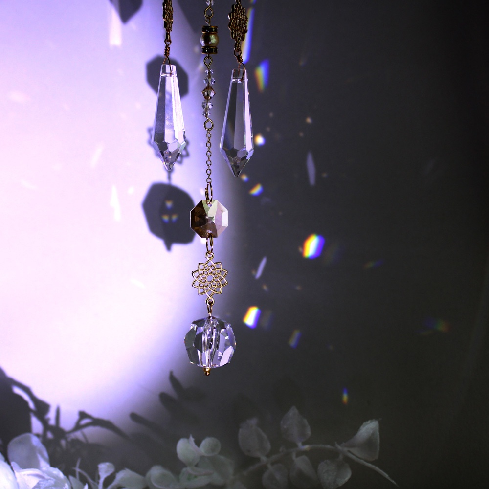 残り1点★ Lotus ~ 祈りのサンキャッチャー ☆ 受注制作 Swarovski Crystal使用