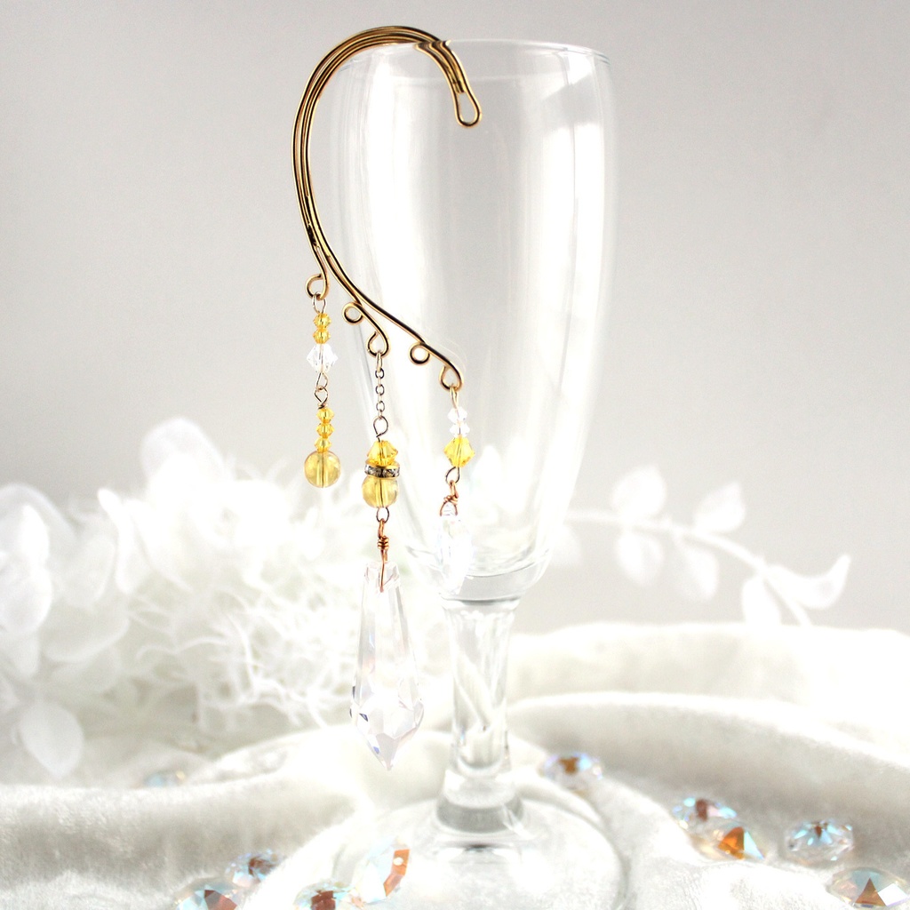 涼しげ☆天然石とクリスタルのイヤーフック(全4色)【高品質クリスタル使用】受注制作