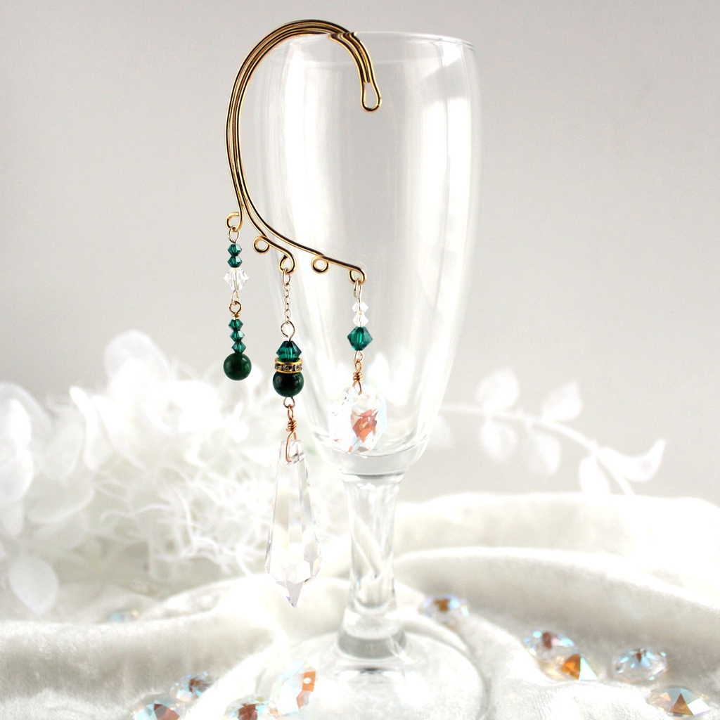 涼しげ☆天然石とクリスタルのイヤーフック(全4色)【高品質クリスタル使用】受注制作