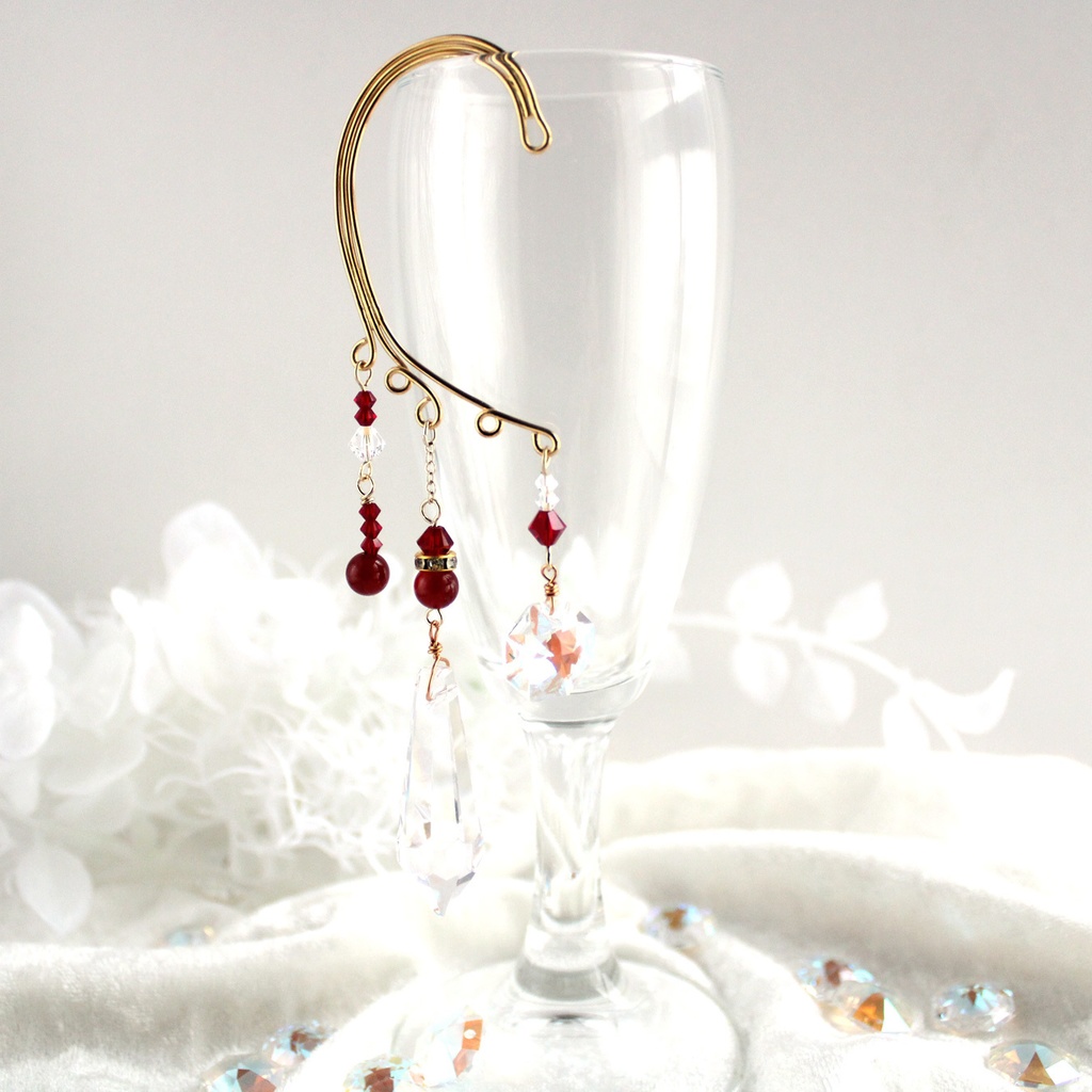 涼しげ☆天然石とクリスタルのイヤーフック(全4色)【高品質クリスタル使用】受注制作
