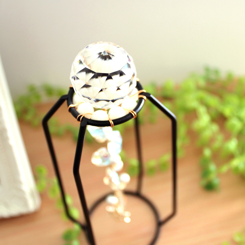 ギフトにも♪スタンド付☆置き型 綿雪のサンキャッチャー☆(2種・星と雫)【高級クリスタル使用】 】