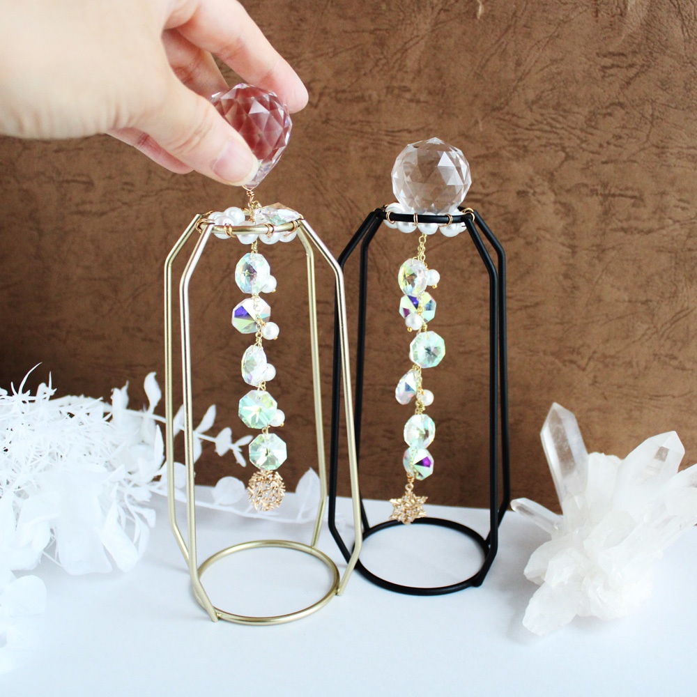 ギフトにも♪スタンド付☆置き型 綿雪のサンキャッチャー☆(2種・星と雫)【高級クリスタル使用】 】