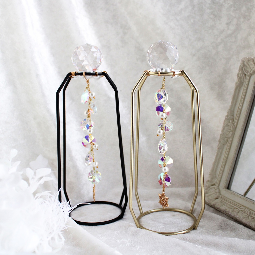 ギフトにも♪スタンド付☆置き型 綿雪のサンキャッチャー☆(2種・星と雫)【高級クリスタル使用】 】