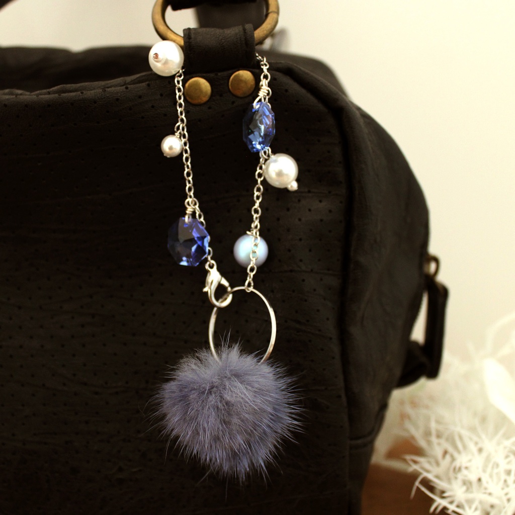 ミンクファーの舞雪バッグチャーム ☆全3色(高級クリスタル使用)