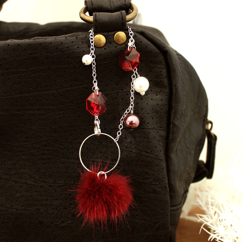 ミンクファーの舞雪バッグチャーム ☆全3色(高級クリスタル使用)