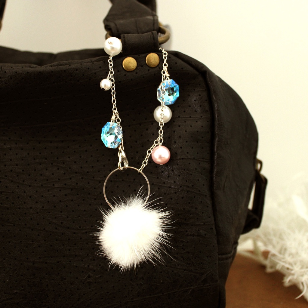 ミンクファーの舞雪バッグチャーム ☆全3色(高級クリスタル使用)