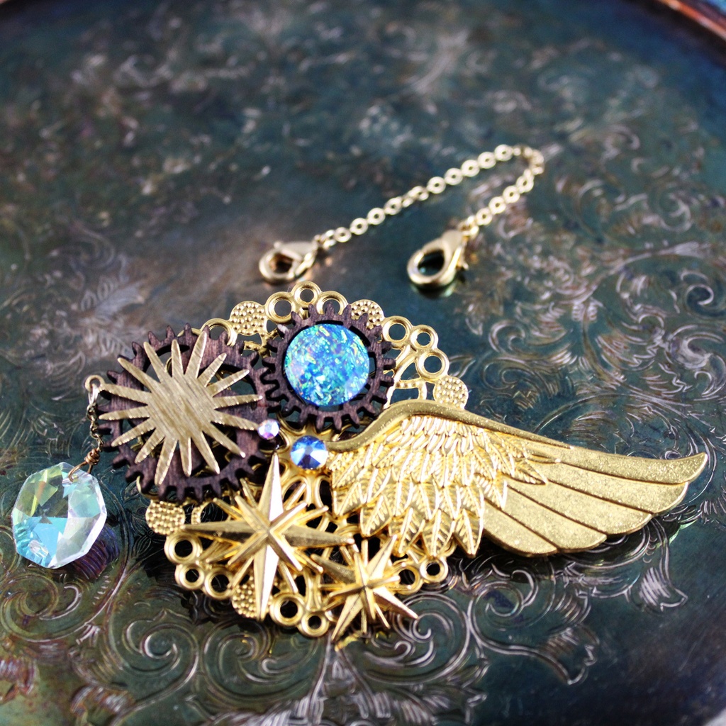 残り1点☆太陽と星の2wayブローチ【高級クリスタル使用】