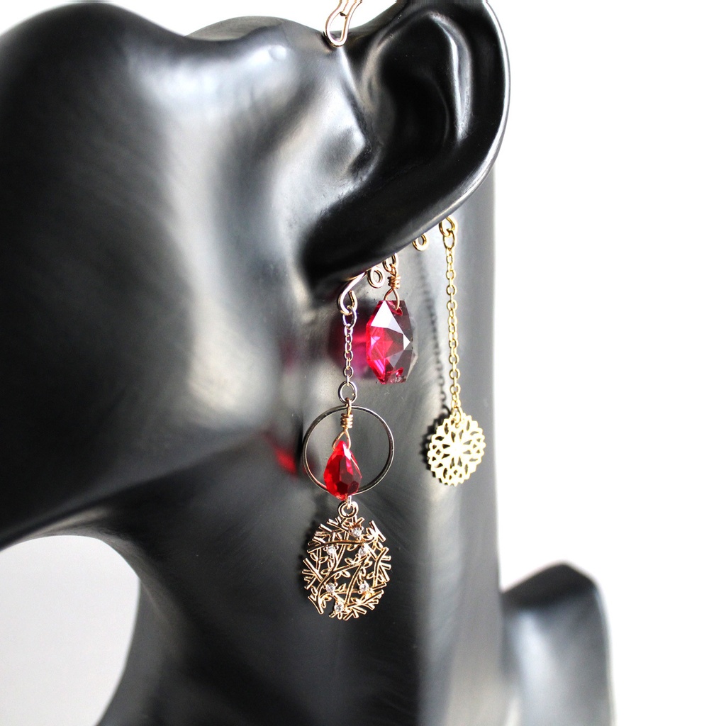 雪の雫イヤーフック ☆全5色(高品質クリスタル使用)