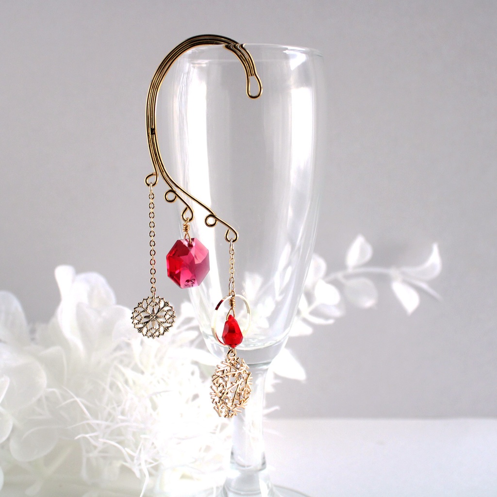 雪の雫イヤーフック ☆全5色(高品質クリスタル使用)