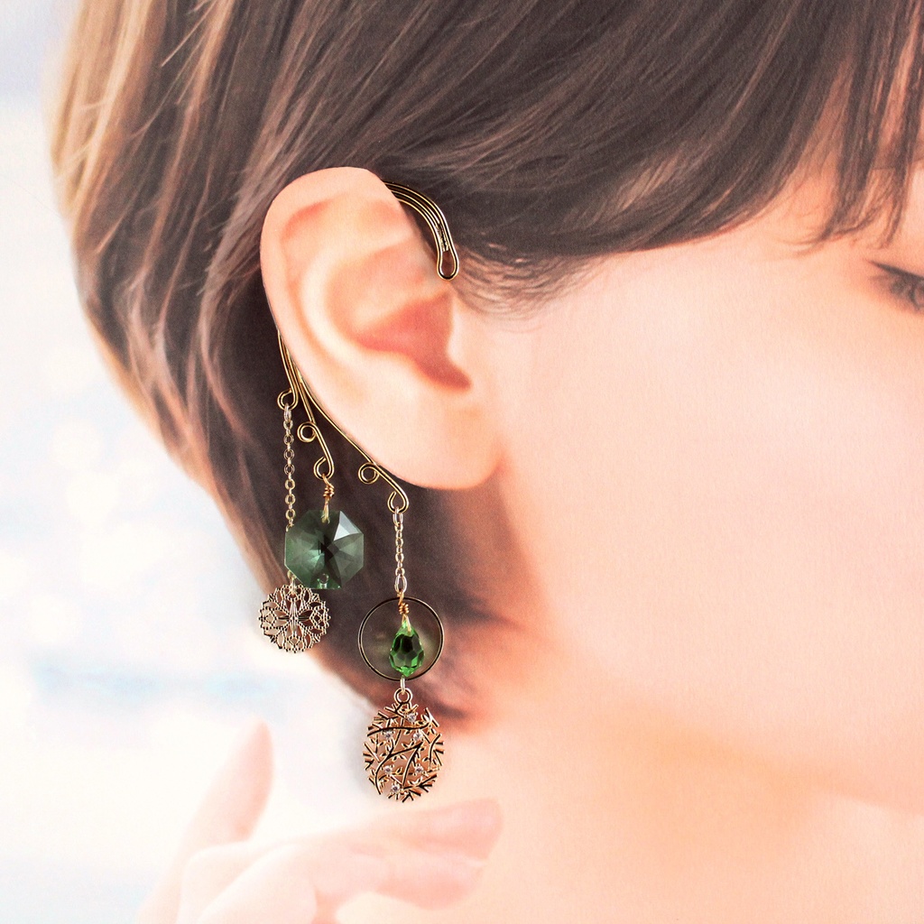 雪の雫イヤーフック ☆全5色(高品質クリスタル使用)