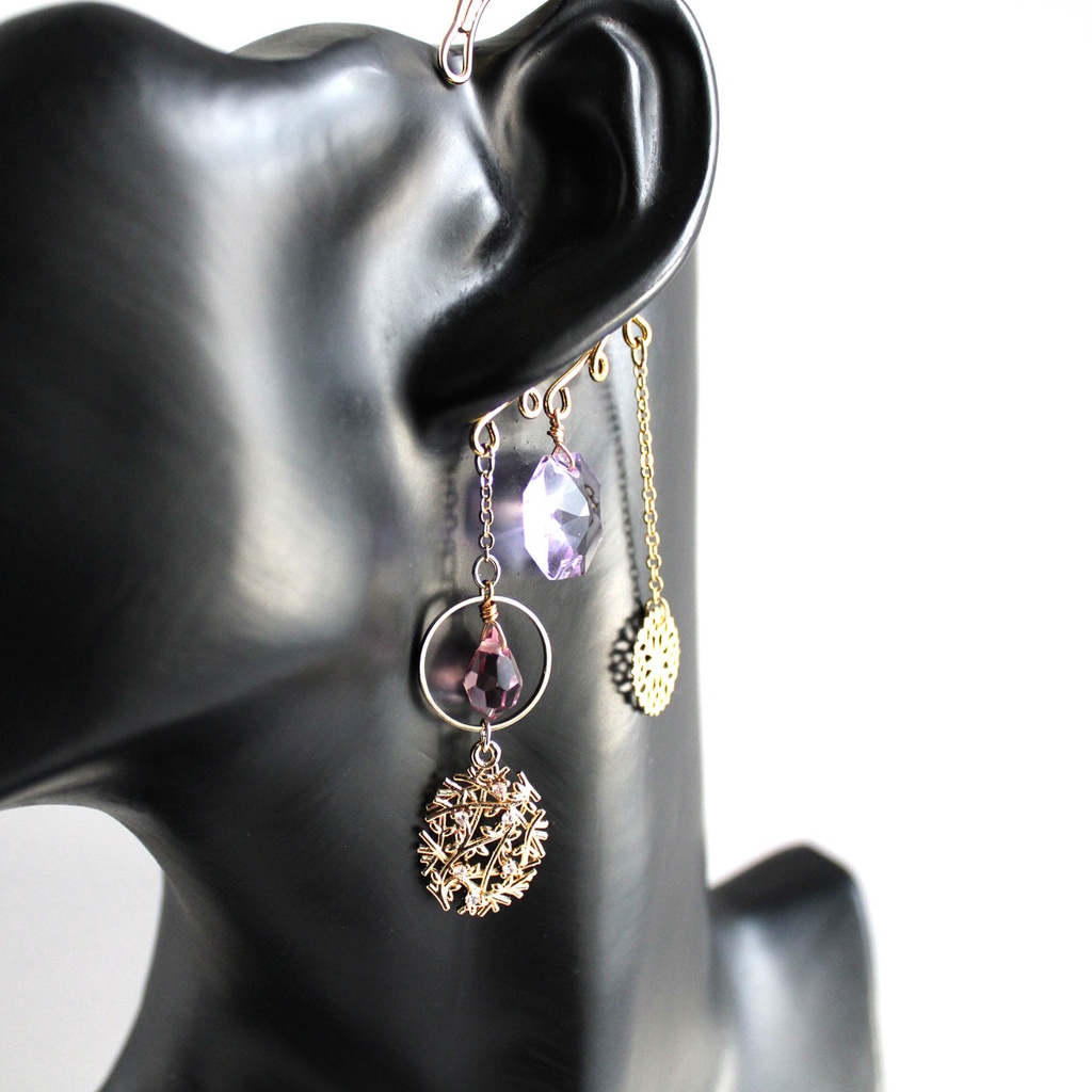 雪の雫イヤーフック ☆全5色(高品質クリスタル使用)