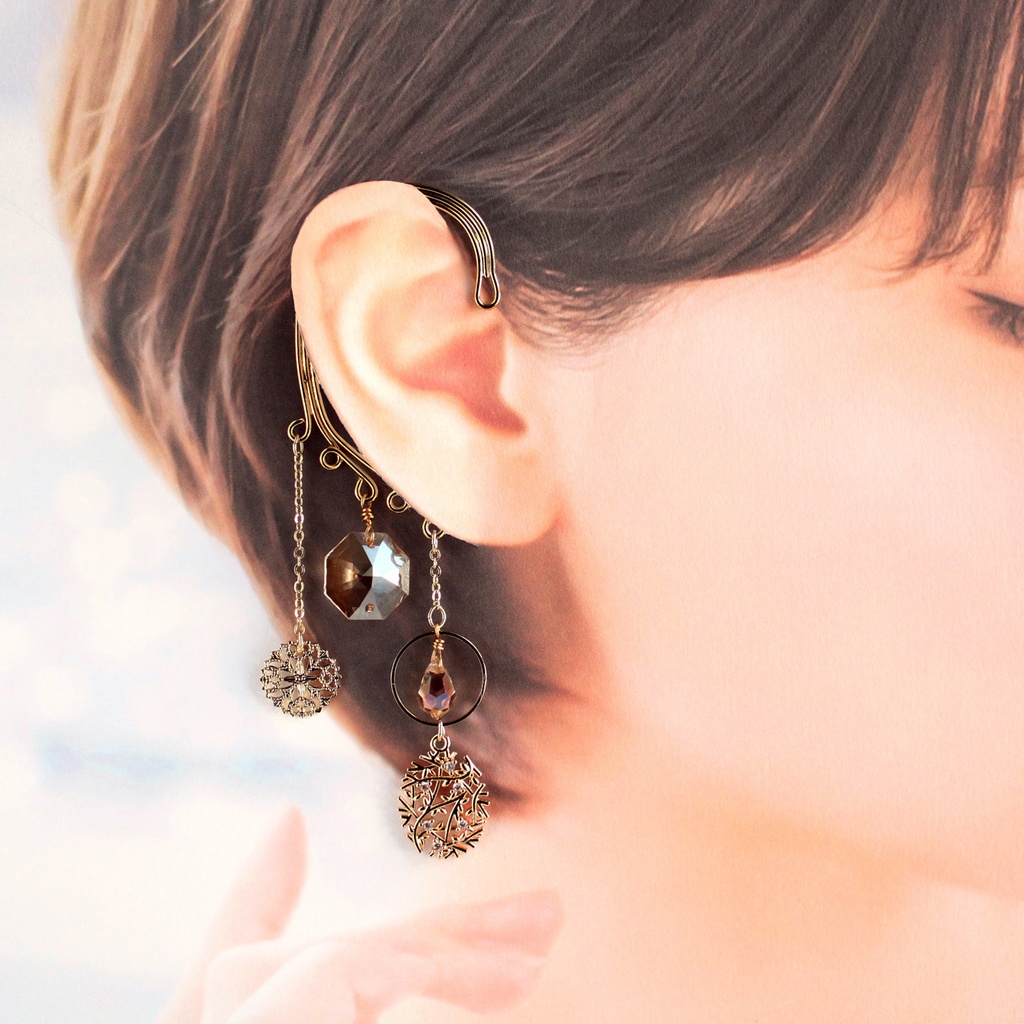 雪の雫イヤーフック ☆全5色(高品質クリスタル使用)