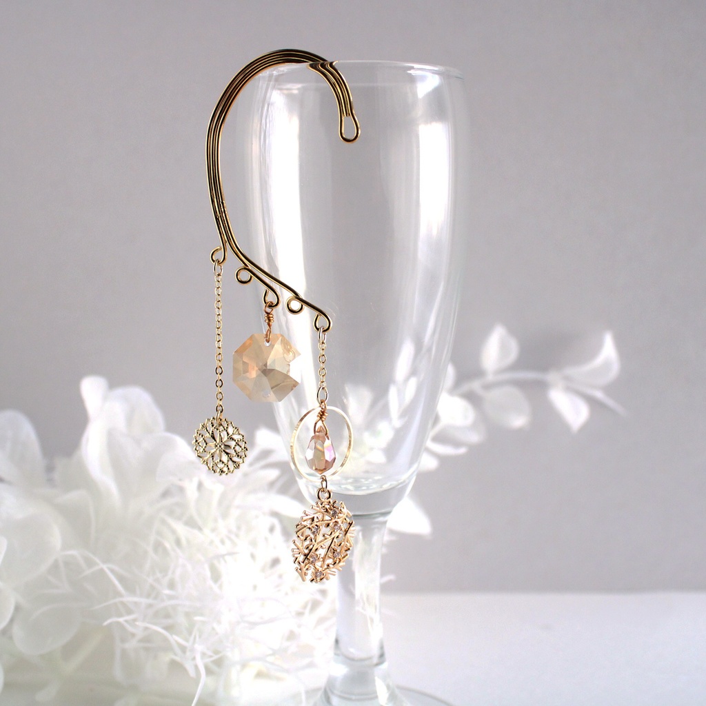 雪の雫イヤーフック ☆全5色(高品質クリスタル使用)