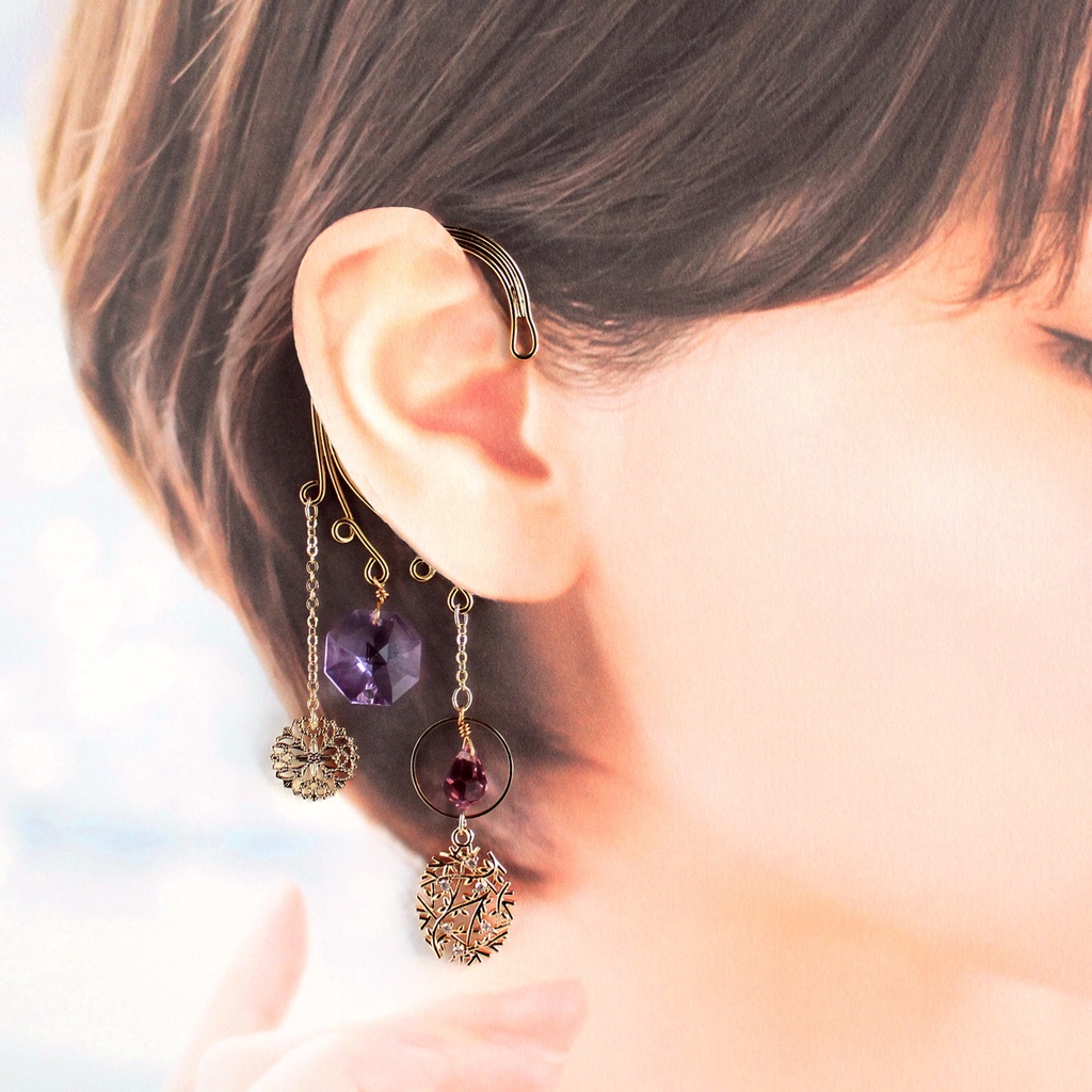 雪の雫イヤーフック ☆全5色(高品質クリスタル使用)