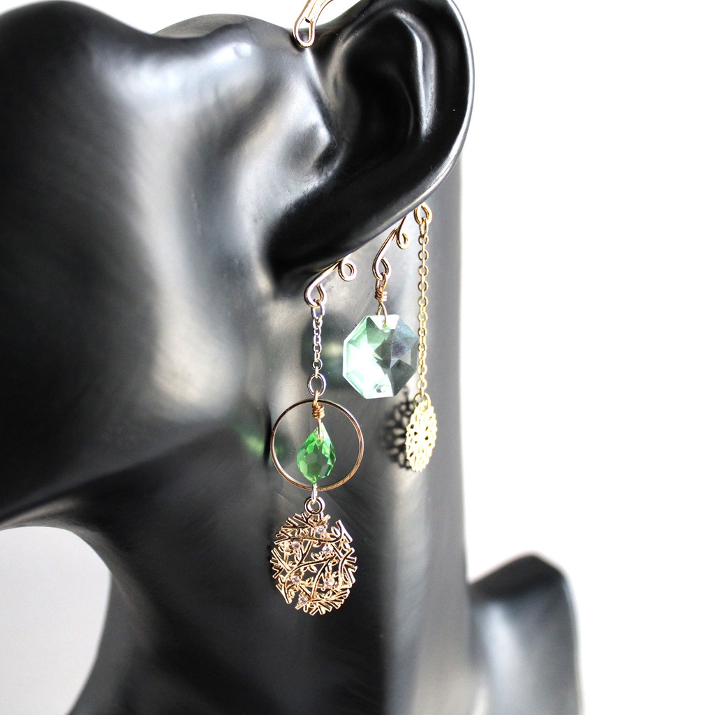 雪の雫イヤーフック ☆全5色(高品質クリスタル使用)