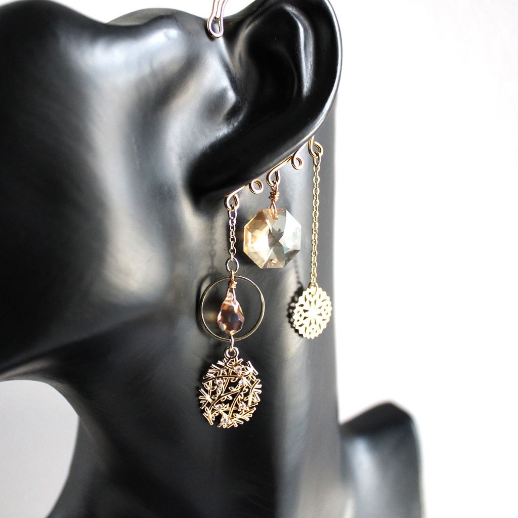 雪の雫イヤーフック ☆全5色(高品質クリスタル使用)