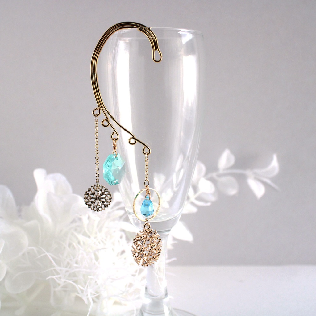 雪の雫イヤーフック ☆全5色(高品質クリスタル使用)