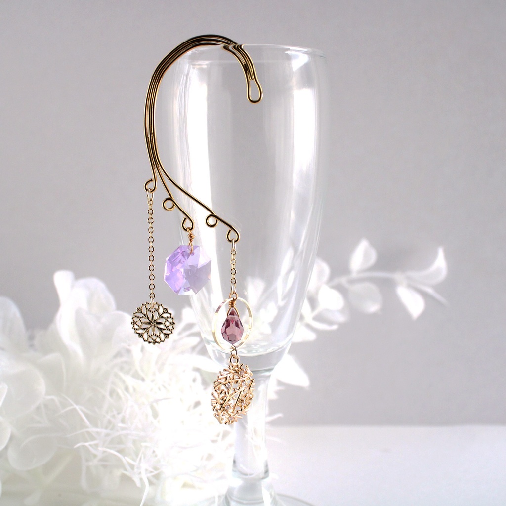 雪の雫イヤーフック ☆全5色(高品質クリスタル使用)