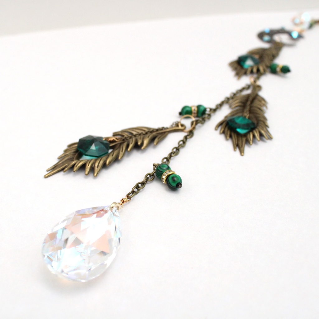 ~孔雀石のサンキャッチャー ~ 12月誕生石マラカイト【高級クリスタル使用】