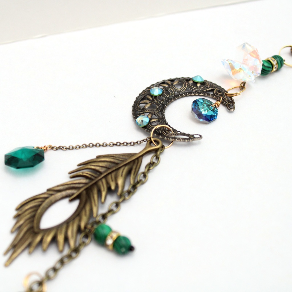 ~孔雀石のサンキャッチャー ~ 12月誕生石マラカイト【高級クリスタル使用】