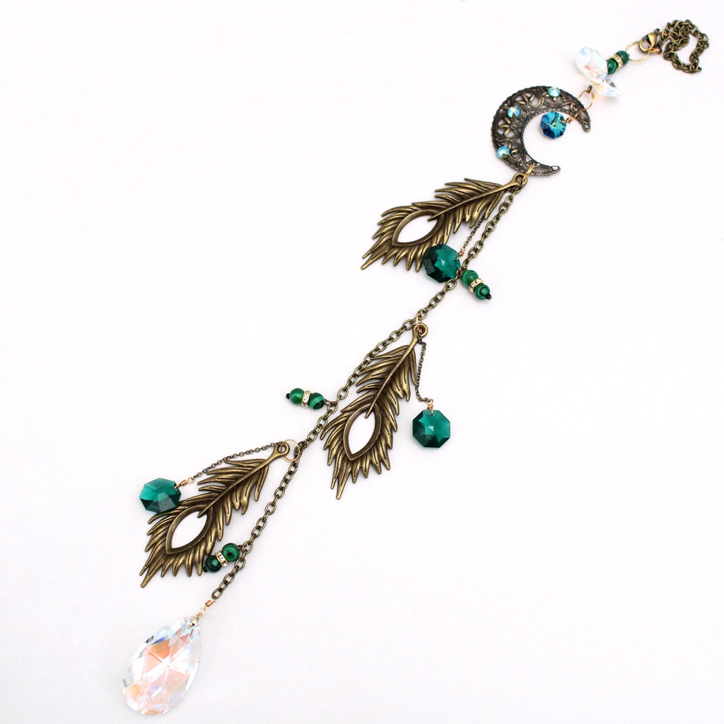 ~孔雀石のサンキャッチャー ~ 12月誕生石マラカイト【高級クリスタル使用】