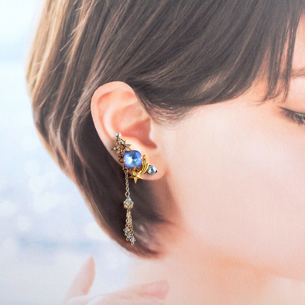 流星の涙イヤーカフ(全4色)☆高品質クリスタル使用